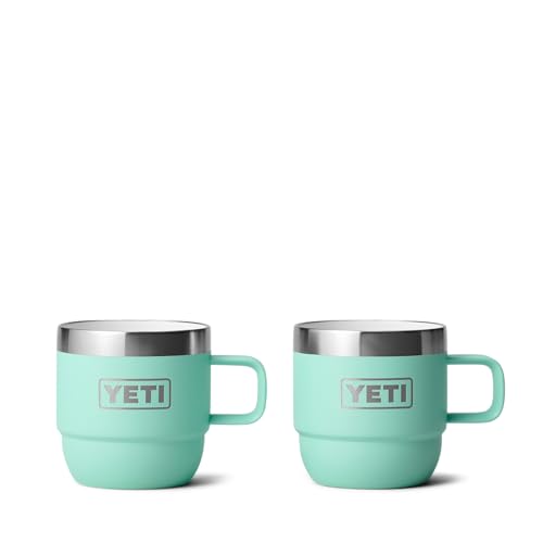 YETI Rambler Espresso Mug, Vacuum Insulated Stainless Steel Stackable Mug, Seafoam, 2 Pack 6 oz (177 ml)