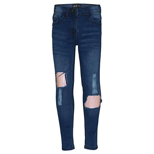 A2Z 4 Kids Barn flickor skinny håliga jeans designers Md blå denim trendigt mode stretchiga jeggings byxor snygg smal passform byxor ny ålder 3 4 5 6 7 8 9 10 11 12 13 år
