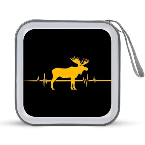 Moose Heartbeat CD Case Plastic DVD Case Holder Wallet Disc Storage Organizer for Car Travel