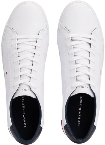 Tommy Hilfiger Sneakers Vulcanizzate Uomo Essential Leather Detail Vulc Scarpe, Bianco (White), 43 EU - 4