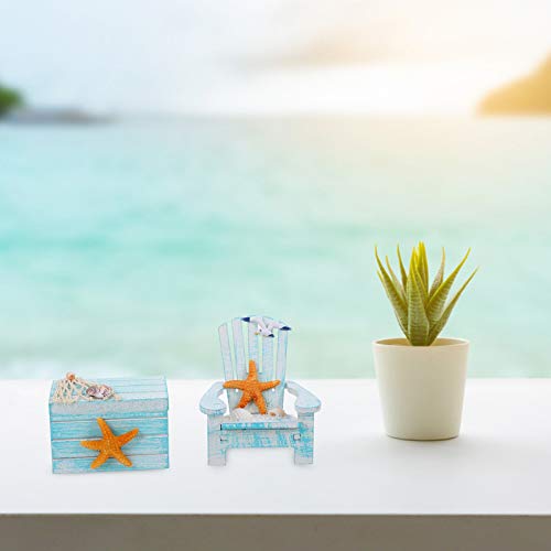 Besportble 2Pcs Mini Wooden Chair Miniature Beach Chair Wood Box Dollhouse Furniture Nautical Mediterranean Style Decoration For Home Office Dollhouse #TOP3