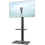 ユニバーサルフロアTVスタンド 19〜43インチフラットスクリーンTV用マウント、100度回転、高さおよび傾斜機能の調節可能、2つの棚）