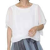 [ZeoYoee] ブラウス レディース シフォン クルーネック ドルマン袖 半袖 きれいめ カジュアル Ｔシャツ 涼しい 軽やか 着痩せ 大人トップス 無地 上品 通勤 オフィス 夏
