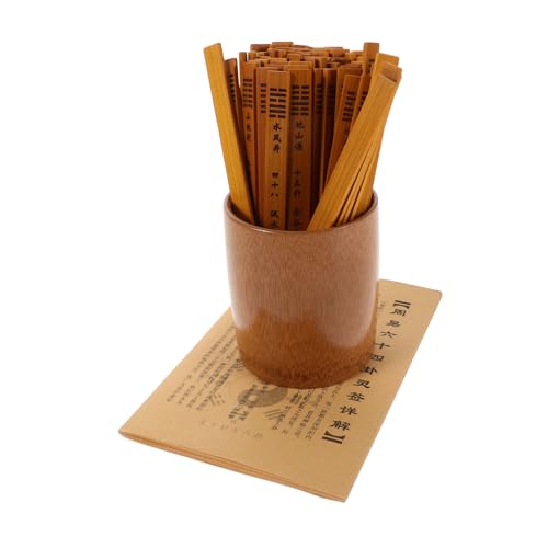FELTECHELECTR Chinese Divination Sticks with Hexagrams and Instruction Book Traditional Buddhist Fortune Telling Tool Portable Spiritual Guidance Prop for I Ching Learning and Feng Shui Practice