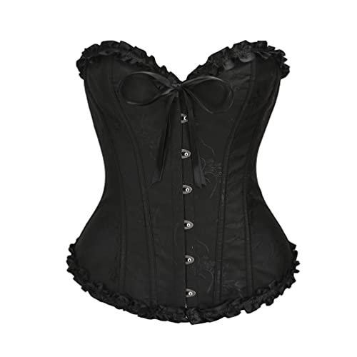 Bslingerie Corset sexy pour femme - Couleur pastel, Noir, XXL