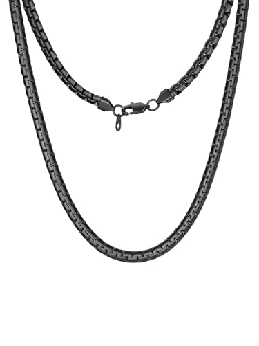 ChainsHouse 3-6mm �{�b�N�X�X�N�G�A/���E���h�`�F�[���l�b�N���X �j�����p 18-30�C���` �J�X�^�}�C�Y�� 316L�X�e�����X�X�`�[��/18K�S�[���h���b�L �M�t�g�{�b�N�X�t�� �u���b�N