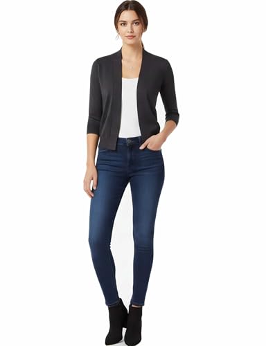 Image of Allsense Women's 3 /4 Sleeve Cropped Shrug Cardigan | Classic Bolero, Open-Front, Lightweight Soft Fine Knit Cover Up