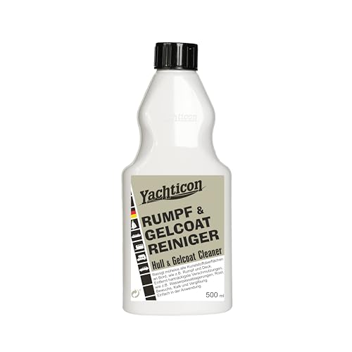 YACHTICON Rumpf- & Gelcoat-Reiniger 500 ml – kraftvoller Gelcoat- und GFK-Reiniger für Bootsrumpf & Deck, entfernt Rost, Bewuchs, Kalk & Vergilbungen, schnelles Tiefenreinigungsverfahren