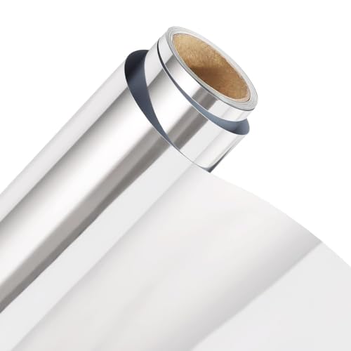 Image of Silver Foil HTV Vinyl Rolls | Heat Transfer | 20inch x 80inch | PU for Shirts | Iron on for Cricut & Cameo | Easy to Cut & Weed for Heat Design