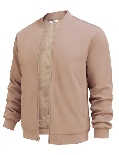 COOFANDY Men's Lightweight Bomber Jacket Casual Stylish Fall Jackets Full Zip Knit Jackets Varsity Textured Coat