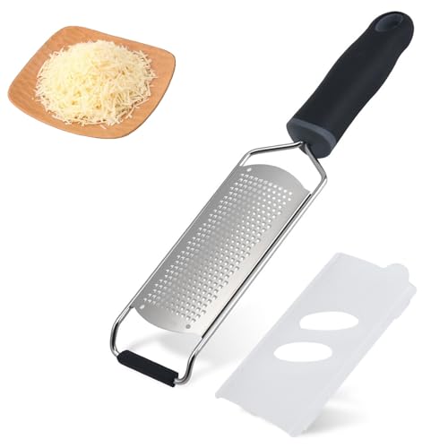 Kitchen Professional Parmesan Cheese Grater Stainless Steel Lemon Zester,Durable Flat Handheld Rust-Proof Metal Lemon,Dishwasher Safe,Easy to Grating Fine Parmesan Cheese,Lemon,Gingers,Garlic