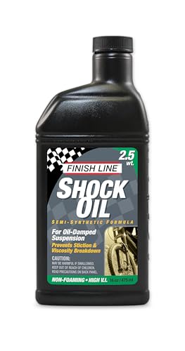 Finish Line 2.5wt Suspension Shock Oil – Premium Semi-Synthetic Non-Foaming Fluid for All Bicycle Forks and Seals – Consistent Damping and Race Proven Performance – 16oz Bottle
