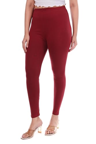 Image of TPF Women Solid Cotton Lycra Stretchable Leggings | Comfortable Ankle-Length Slim Fit Leggings for Women & Girls | Soft, Breathable Wear Bottoms