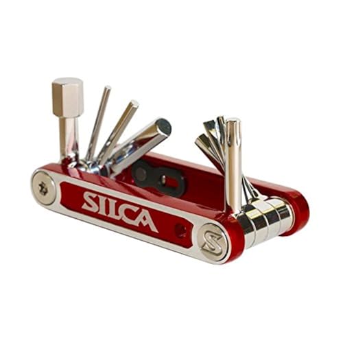 SILCA NOVE MultiTool | 9 minimalistisches Hauptmerkmal des Werkzeugs | Multitools aus Stahl mit gehärteter Chromoberfläche | Aluminium-Seitenstangen | HEX/TORX/PHILLIPS-Werkzeuge | 85 Gramm