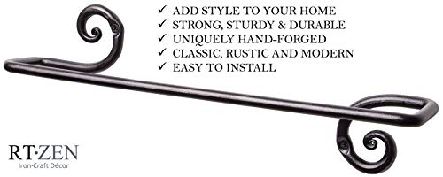 Rtzen Towel Rack For Bathroom - Swirl Curve Detail Wrought Iron Wall Mount Holder For Bathroom Or Kitchen Towels - Matte Black Bathroom Accessories Towel Bar - 16 Inch Towel Rack (Medium) #TOP6
