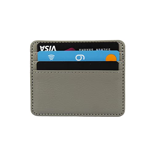 Image of Stealodeal Grey Slim Leather Debit /Credit with Cash Slots (Unisex) 4 Slots Card Holder