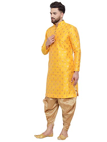Image of Larwa Men's Cotton Silk Kurta And Salwar Dhoti Set