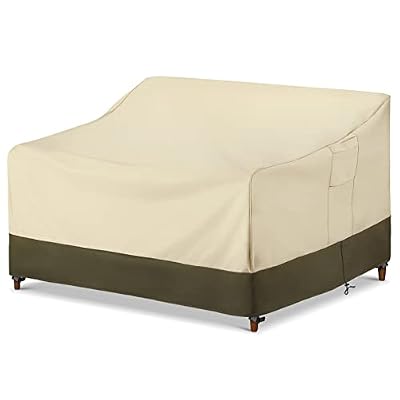 SunPatio Outdoor Couch Cover Waterproof, Patio Furniture Covers for 3 Seater Sofa, 78W x 42D x 32H inch, Heavy Duty Deep Seat Sofa Cover with Air Vents and Handles, Beige & Olive