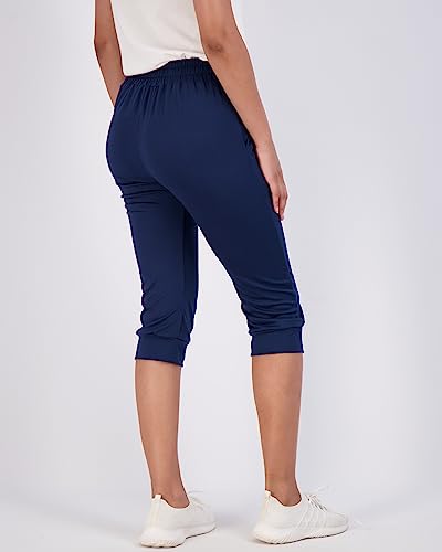 Real Essentials 3 Pack: Womens Soft Capri Jogger Women Running Bottoms Capris Running Sports Yoga Lounge Active Ladies Warm Sweatpants Joggers Pants Casual Athletic Pockets Summer Yoga Cropped Cuffed thumb #2