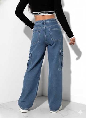Image of GRECIILOOKS Women Jeans for Women | Jeans Pant for Women | Baggy Jeans for Women | Women Jeans | Baggy Jeans for Women High Waist | Bell Bottom Jeans for Women