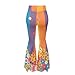 Ypexeognv Retro 70s Hippie Flowers Womens Flare Leggings Tummy Control Casual Flared Disco Trousers High Waisted Gym Workout Athletic Bell Bottom Wide Leg Yoga Pants Costume