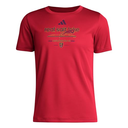 adidas Unisex-Kids Real Salt Lake Pre-Game Short Sleeve Soccer T-Shirt,Team Victory Red,Small