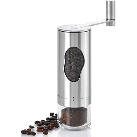 AdHoc MC01 MRS BEAN Coffee Grinder | Stainless Steel/Acrylic/Plastic | CeraCutXL Ceramic Grinder | (H) 180 mm x (D) 60 mm | Silver Cover