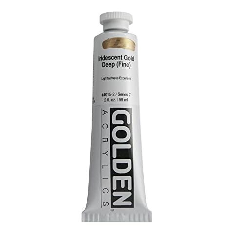 Heavy Body Acrylics by GOLDEN, Iridescent Gold Deep (Fine), 2 fl. oz. Tube, Professional Acrylic Paint, Semi-Opaque Cover