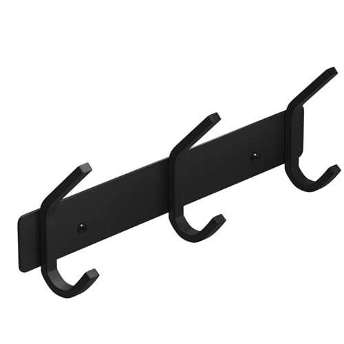 Image of VAEHOLD Coat Hooks Wall Hook for Hanging Clothes Robes Towels Hats Heavy Duty Coat Hanger Coat Rack Wall Mount with 3 Hooks - Black