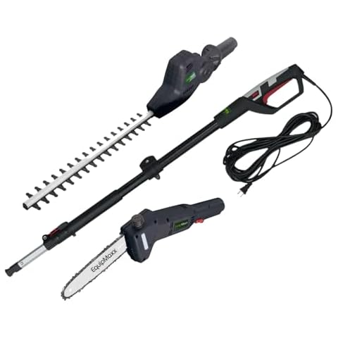 EQUIPMAXX Long Reach 2 in 1 Electric (Corded) Pole Hedge Trimmer & Chainsaw, Telescopic Extension Pole Tool for Garden Pruning and Branch Cutting (Extends to 7 1/2 Feet) Cover