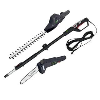 EQUIPMAXX Long Reach 2 in 1 Electric (Corded) Pole Hedge Trimmer & Chainsaw, Telescopic Extension Pole Tool for Garden Pruning and Branch Cutting (Extends to 7 1/2 Feet)