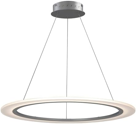 ET2 E22654-11MS Saturn II LED Suspended Horizontal Acrylic & Aluminum Ring Pendant Ceiling Lighting, 1-Light 32 Watt, 1" H x 32" W, Matte Silver