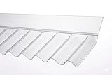 Wandanschluss-Profil für Lichtwellplatten mit Sinuswelle: Profil 76/18. Gesamtlänge ca. 70 cm - Schenkellängen ca 65 x 150 mm - sehr elastisch, somit an verschiedene Dachneigungen anpassbar