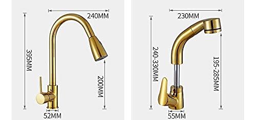 Grifos de cocina con cabezal extraíble dorado y rotación completa para lavado de alta precisión 6