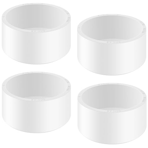Image of 4 Packs 3 Inch PVC Pipe End Cap, Fits 3.5 inch OD Schedule 40 Furniture Grade, Heavy Duty Slip-on Caps for DIY Furniture, Plumbing, Garden Shelf, White
