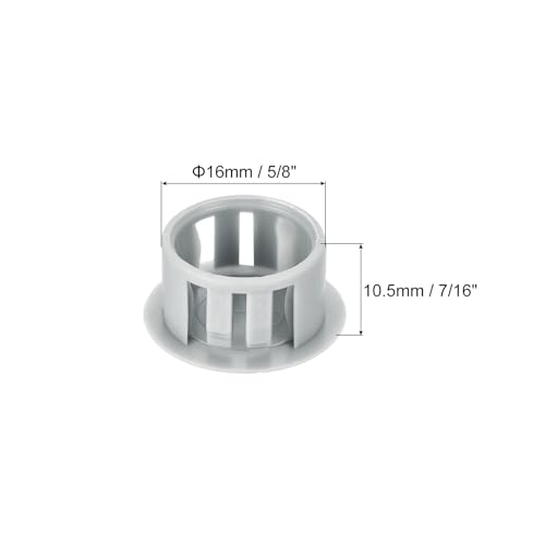 Image of MECCANIXITY 64PCS 16mm(5 /8 inch) Light Gray Plastic Hole Plugs, Flush Type Panel Hole Plugs Insert End Caps for Locking Hole Tubes Furniture Cabinet