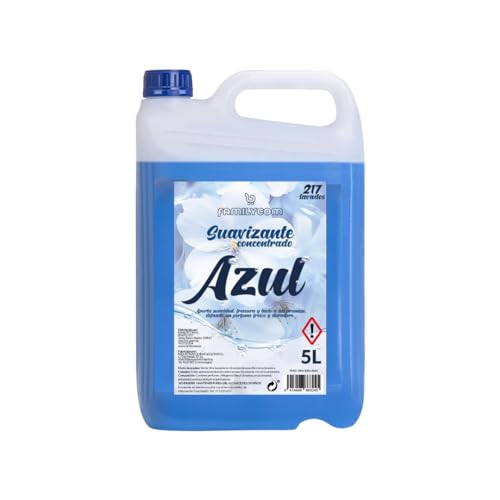 FAMILYCOM. Suavizante Azul - Ropa Limpia- Suavizante Concentrado para la Ropa - Frescor intenso y duradero - 217 lavados - 5 litros