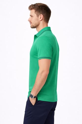 Image of Mens Pique Polo T-Shirt | Cotton Rich, Smart Fit Polo with Embroidered Logo | Casual & Sports Wear | Polo T-Shirt for Men