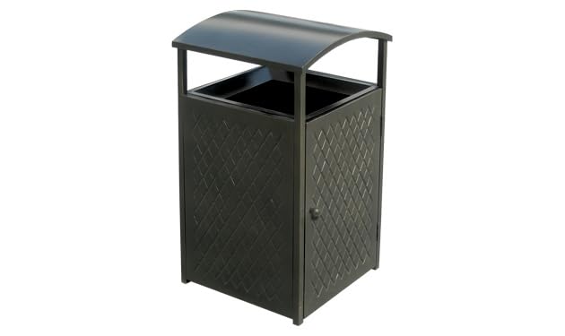 All Steel 30-Gallon Receptacle, Black, 20" Sq. x 34" H