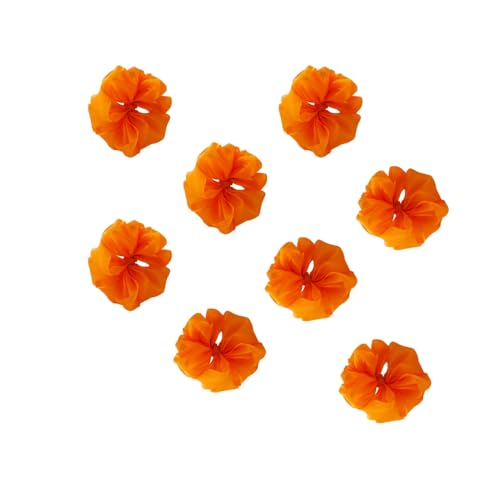 Image of Readymade Ribbon for School Girls - Soft Satin Bow Hair Accessory - Easy to Wear, Stylish & Neat Look - Ideal for School Uniforms bow in girls & Daily Use - Pack of 8 /School Ribbon in Kids (Orange)