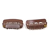 tressenclips befestigen 6 Zähne an jedem Clip Tressenclips Clips Clip in Extensions Ersatz Tressen Clip Haartressen 2,3x1,1 cm (5 Stück, hellbraun)