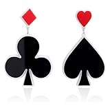 Yamobi Boucles d'oreilles de poker plaquées or   Motif cartes à jouer   Cadeau pour fille   Pour mariage, anniversaire, Noël, fête des mères, carnaval