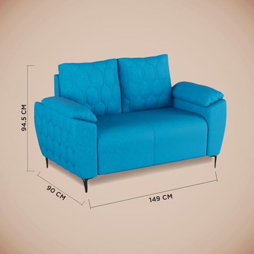 Image of Centuary Sleepables Modena Premium Sofa|Classy Quilted Suede Fabric Upholstery|Fiber-Filled Back Cushion|Wide Plush Fibrefilled Armrests|Ergonomic Lumbar Support |Oasis Blue|3 Years Warranty