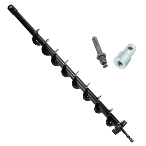 QWORK® Erdbohrer, ⌀ 60 mm Erdbohrer für Bohrmaschine mit Adapter, 80 cm Länge Erdlochbohrer, für Löcherbohrungen und Baumpflanzungen