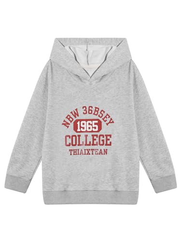 Kids Boys Long Sleeve Loose Hooded Sweatshirt Letter Print Casual Pullover Top Daily Wear