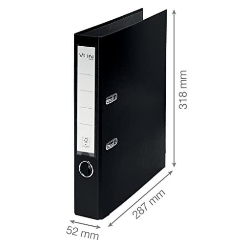VON Leitz 5er Pack Ordner A4, Karton mit Kunststoffeinband, 50 mm Rückenbreite, Für 350 Blatt, FSC-zertifizierter Karton, Für Schule, Studium & Haushalt, Mehrere Farben, 10561099