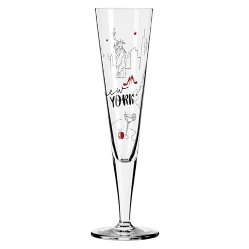 Flûte à champagne New York Edition cristal avec motif multicolore 200 ml