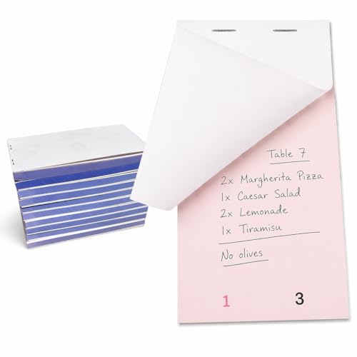 PAC Supplies Global Restaurant Order Pad with Duplicate Sheet Notepad for Waitstaff Writing Orders (10) 140mm x 78mm