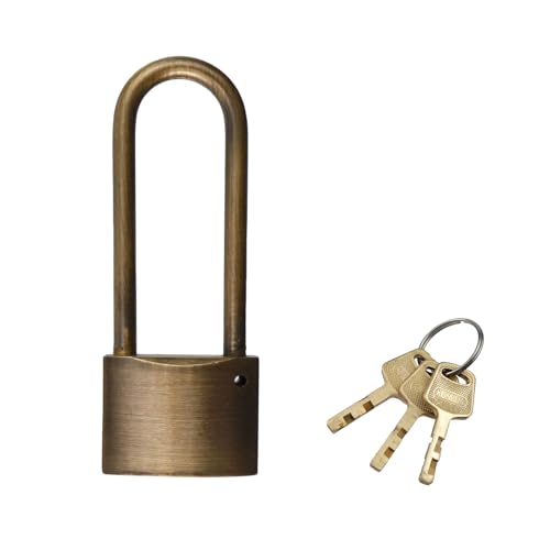 Image of Keyed Padlock,1 Pack Solid Brass Lock 3.62 Inch Weatherproof Padlock with Keys for Shed, Gate, School Gym Locker, Fence, Hasp Storage,Bronze