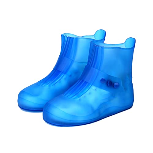 Cubrecalzado impermeable reutilizable de silicona para lluvia, apto para niños y adultos, apertura grande, fácil de poner y antideslizante (Color: Azul, Talla: XXL) miniatura 5